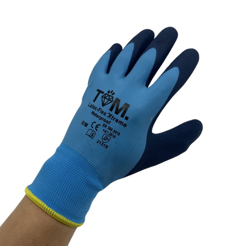 Tom werkhandschoen - latex-flex - waterdicht - 120 paar - diverse maten - Afbeelding 2